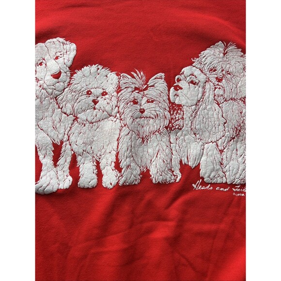 Linda Lori Heads & Tails Red Sweater Dogs XL Vintage - Picture 3 of 8